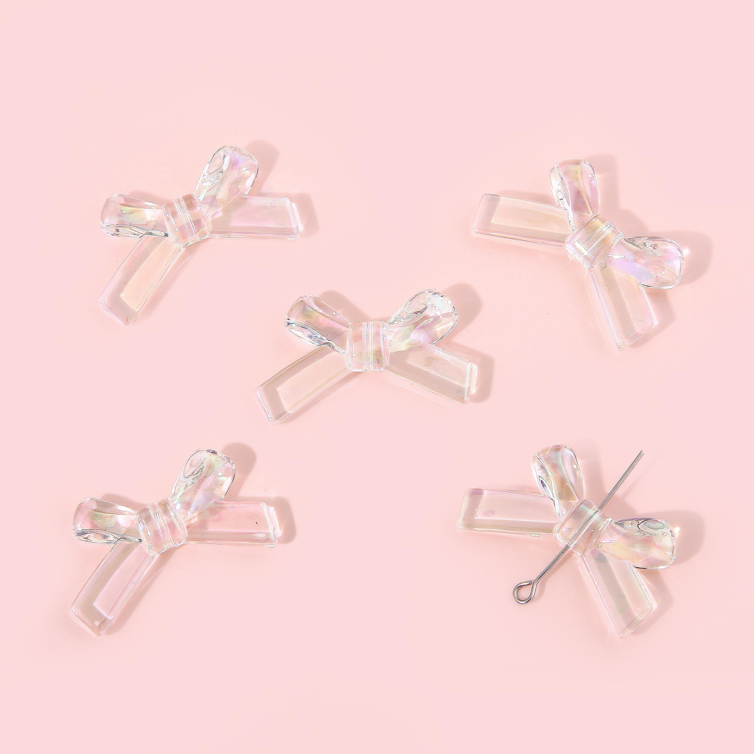 

4 шт. 34*20 мм акриловые волшебные цвета бантик аксессуары для изготовления ювелирных изделий DIY очаровательное украшение 34*20mm 4pcs прозрачный