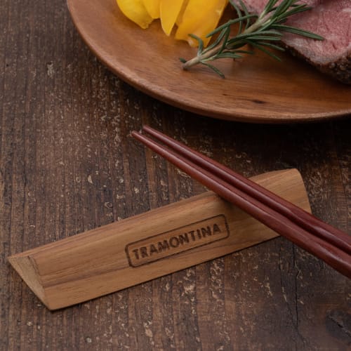 Tramontina Advanced Wooden Cutlery Rest, 10cm X 2.9cm, Antibacterial Treatment, Natural Teak Wood, Knife Rest, Chopstick Rest, Made In Brazil, 13937/0