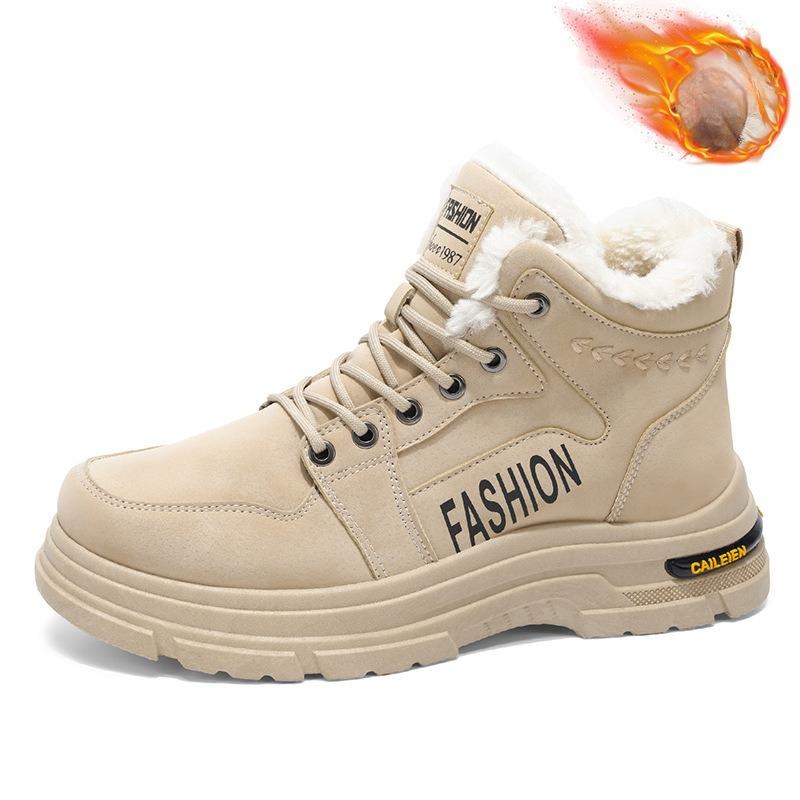 Mens Soft Elastic Cold Warm Padded Snow Boots Thick-soled Non-slip Wear-resistant Outdoor Casual Sneakers Martin Cotton Boots