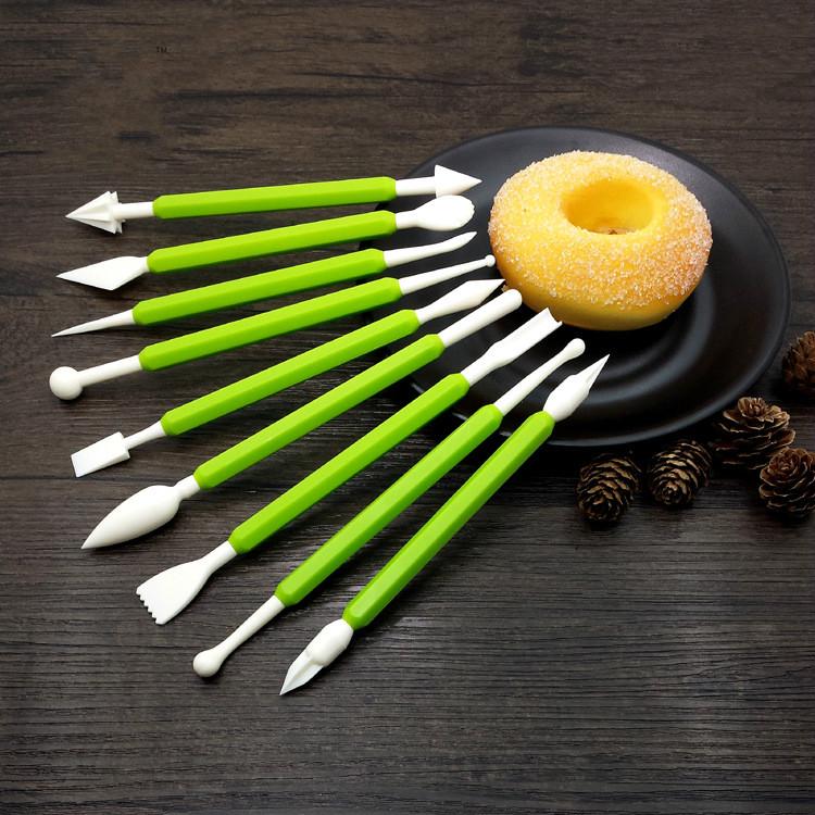 9pcs Baking Tools Flower Carving Group Cake Tools Decorative Pen Turn Sugar Tools Modeling Knife