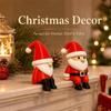 2Pcs Cute Sitting Christmas Decoration Christmas Santa Claus Figurines For Shelf Mantel Table Desk Home Office Holiday Decor