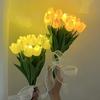 10/15Pcs Tulip Flower Night Light with Bendable Stems LED Bouquet for Home Decor Warm Glow Bedside Lamp for Bedroom Wedding Romantic Gift for