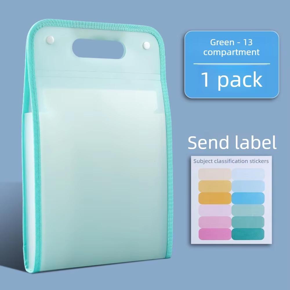 13-Pocket Translucent Expanding Accordion File Organizer with Labels, A4 Letter Size Paper Folder for Office School Home Accessories
