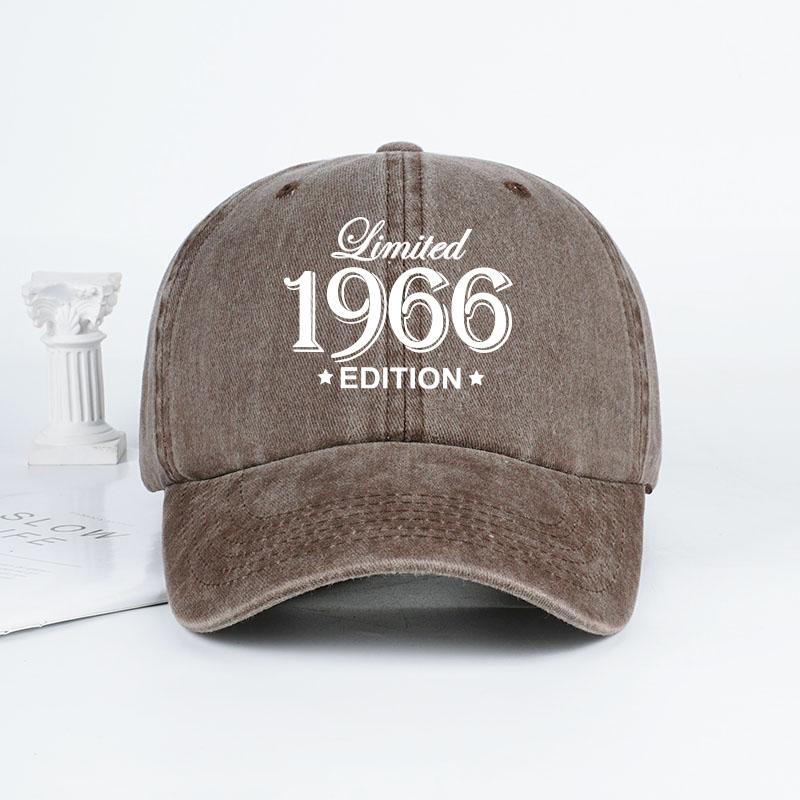 "Limited 1966 Edition" Print Washed Baseball Cap Adjustable Unisex Vintage Birthday Sun Hat