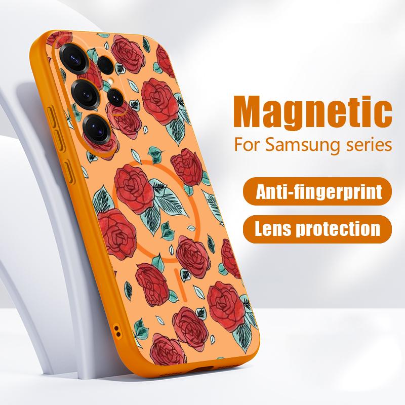Cartoon Daisies Flower Pattern Case For Samsung S26 Edge S25 FE S24 Plus S23 S22 Ultra A15 A16 A17 A35 A36 A37 A54 A55 A56 A57 5G Magnetic Matte Cover