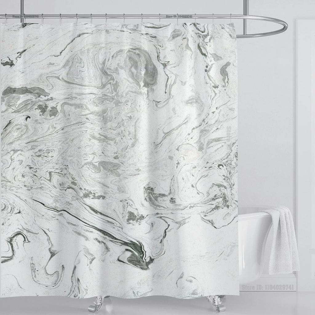 Marble Waterproof Shower Curtain Waterproof Shower Curtain for Bathroom Decor Printed Washable Shower Curtain with Hooks
