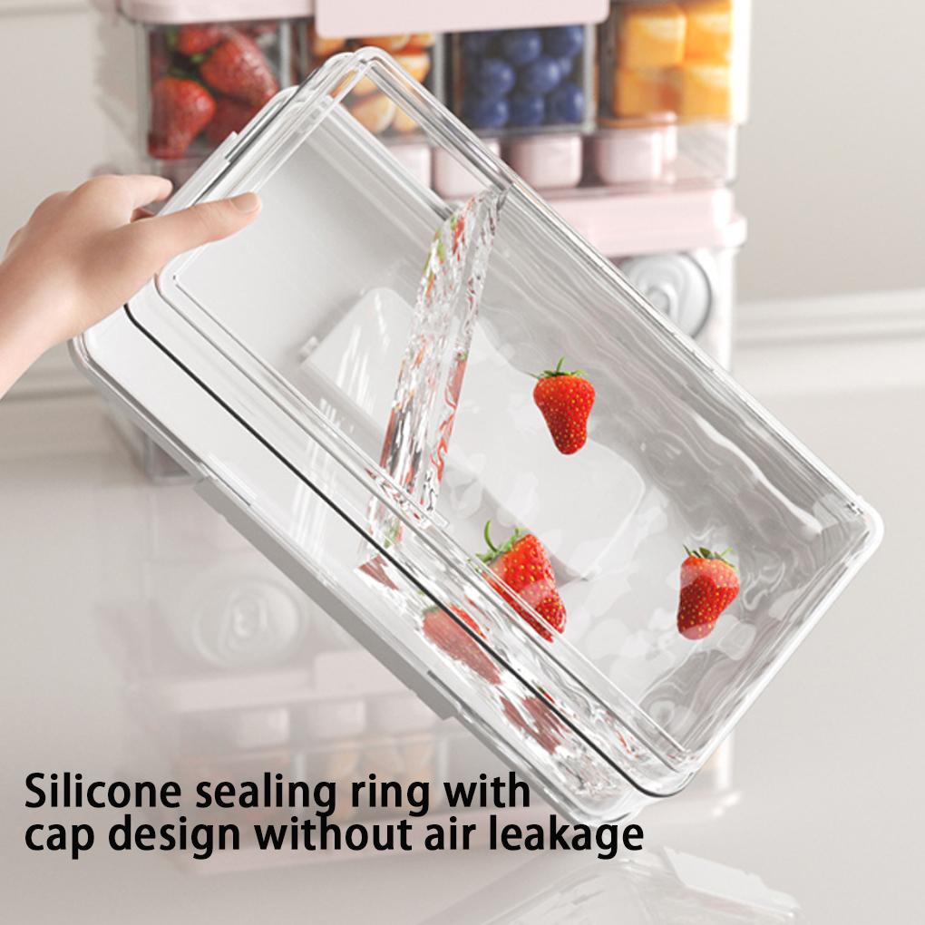 New Refrigerator Fresh-Keeping Box Divided Snack Organizer Box Leakproof Food Organizer Tray With Lids Airtight And Handle