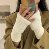 Fashion Soft Half Finger Gloves Solid Color Warm Insulation Wrist Mittens Gloves Winter Women's Wear Accessory