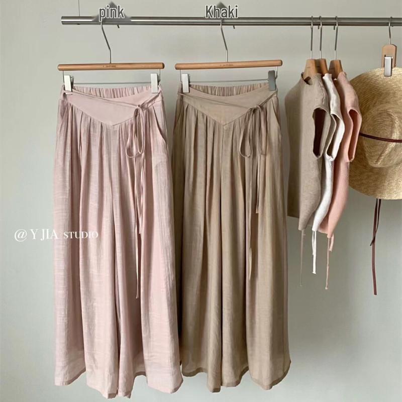 2023 Frühling/Sommer Vielseitige Baumwollleinen Bindehose Retro Culottes