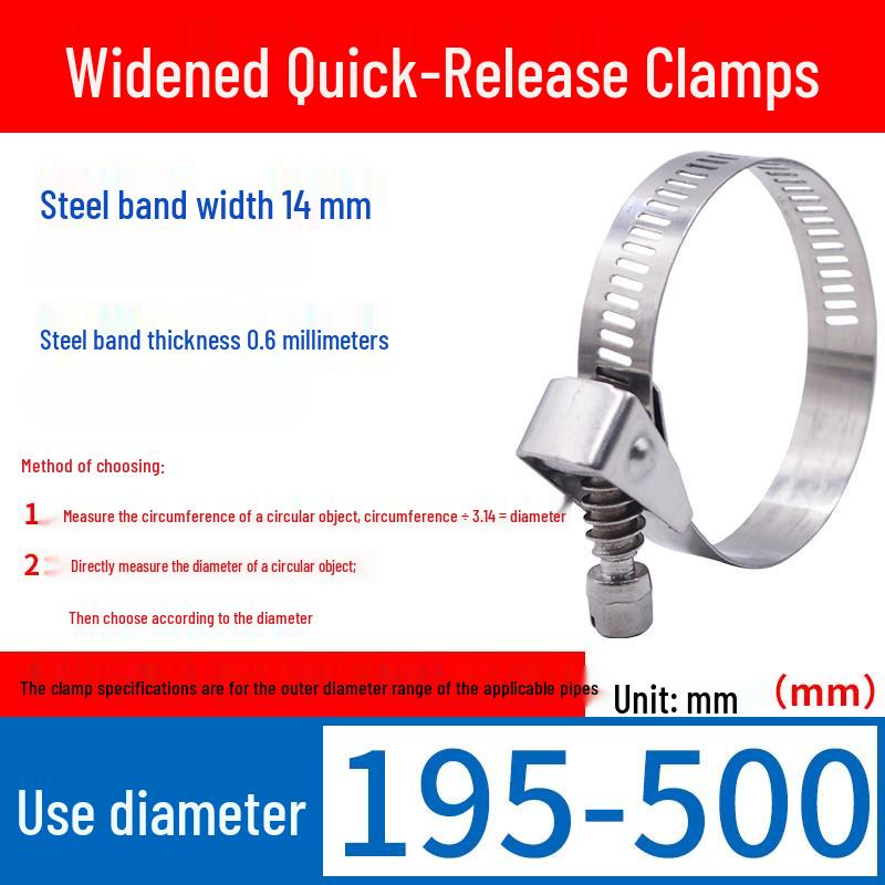 Expanded German-Style Quick-Release 304 Stainless Steel Hose Clamp