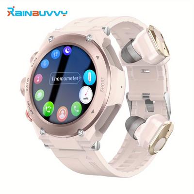 Rainbuvvy T92 Earbud Smartwatch 1.28inch IPS Full Touch 128MB RAM 470mAh BT5.0 TWS IP67 Waterproof Recording Local Music Wireless Smart Bracelet