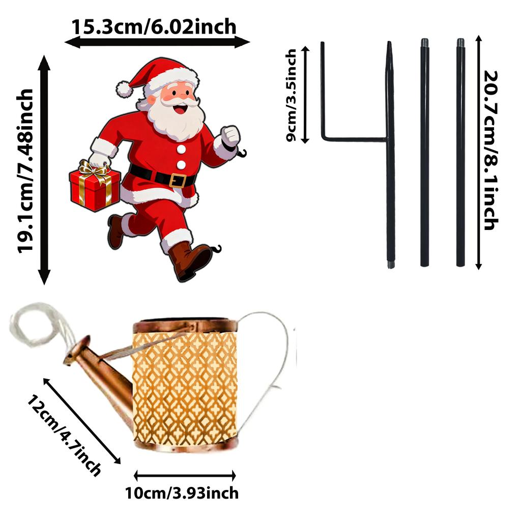 Lampă Cascadă Moș Crăciun cu Energie Solară Decor Grădină Exterior Decorațiune Metalică Iluminare Automată pe Timp de Noapte Tematică de Crăciun