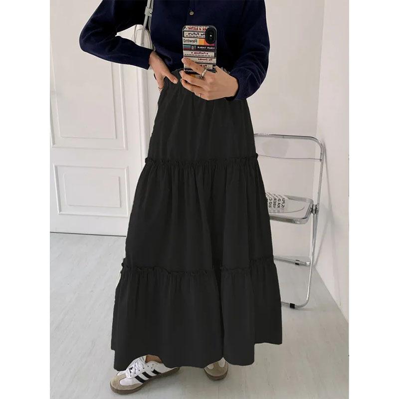 New Summer Women's Long Skirt, Elegant A-shaped Pleated Layered Long Skirt