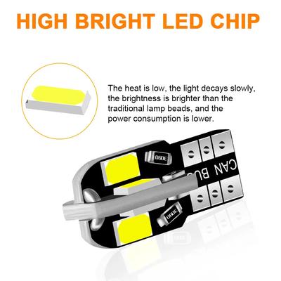 20 PZ LED Lampadina Interna Auto T10 Bianca 5730 8SMD LED 12V Luce Cuneiforme Laterale Auto Lampada Bianca Lampadina Auto Stile Auto Canbus Senza Errori
