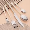 4/5pcs Gold Embellishment Handle Cutlery Set Shiny Stainless Steel Dinnerware Set Knife Cake Fork Coffee Spoon Flatware