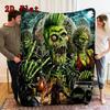Glam-style horror movie 2D Flat Pattern Flannel Blanket High quality All Seasons Warmth and Comfort Perfect for Christmas Gifts.