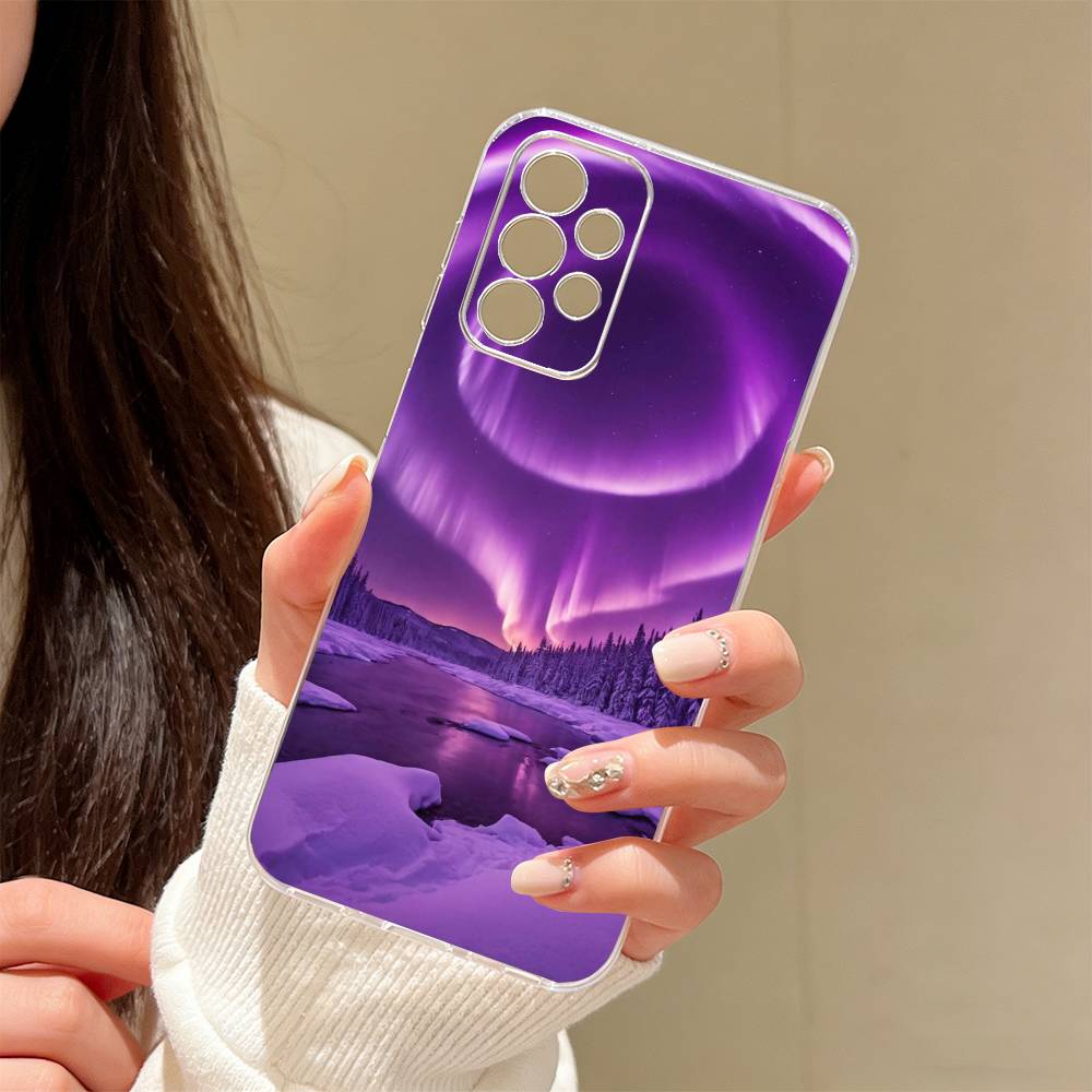 Northern Lights  Phone Case Transparent Silicone Soft For Samsung S25,S24,S21,S22,S23,S30,Ultra,S20,Plus,Fe