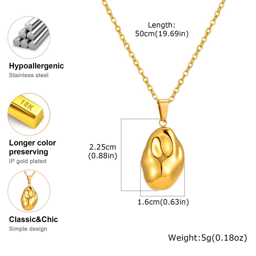 Vnox Stainless Steel 3D Irregular Ball Pendant Simple Smooth Women Necklace And Earring Set Jewelry Accessories Party Gift