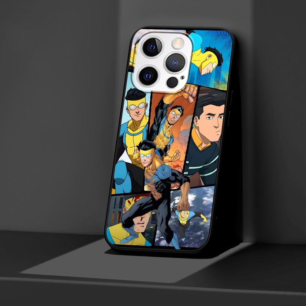 Invincible Case for Apple iPhone 14 11 16 Plus X XS 13 12 Mini XR 15 Pro Max Silicone Black Soft Phone Cover