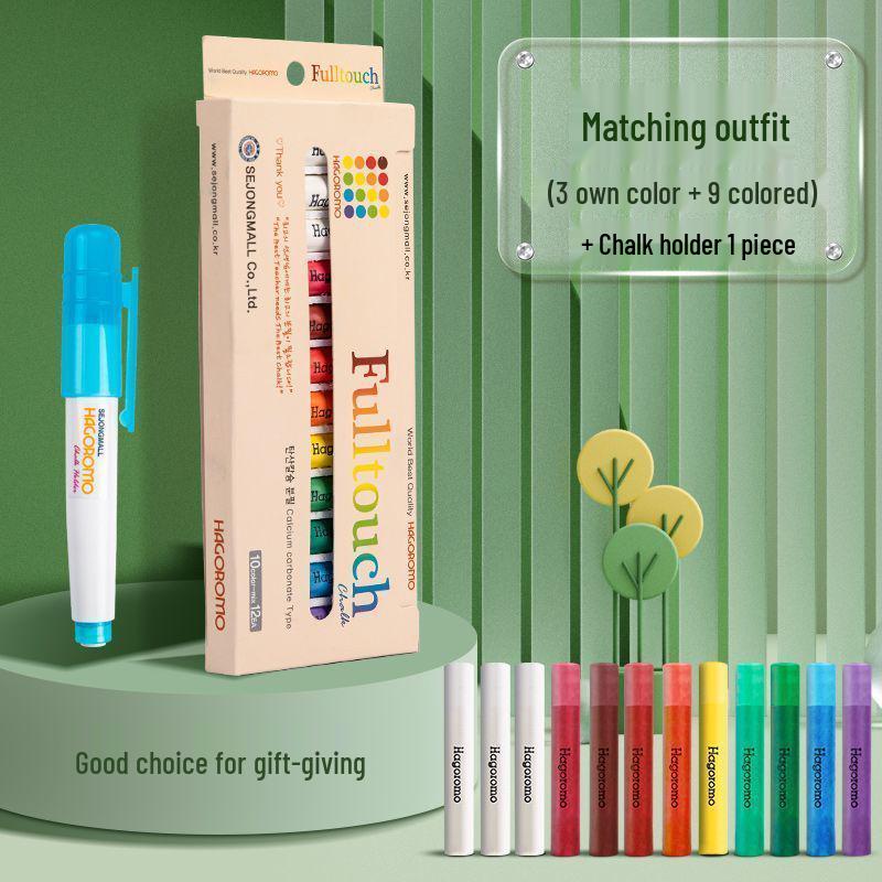 Feather Robe Dustless Chalk Set: White & Red Chalk with Anti-Stain Holder for Teacher and Children Use