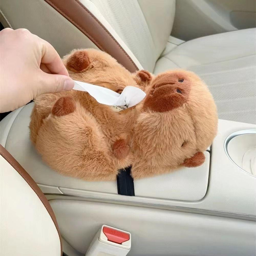 Capybara Car Tissue Box Cartoon Tissue Storage Bag Car Backseat Hanging Tissue Bag  Home Decor