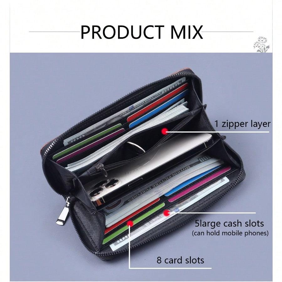 Men's Handbag Men's Zipper Clutch Bag New Splicing Long Wallet Clutch Bag Lightweight Mobile Phone Bag