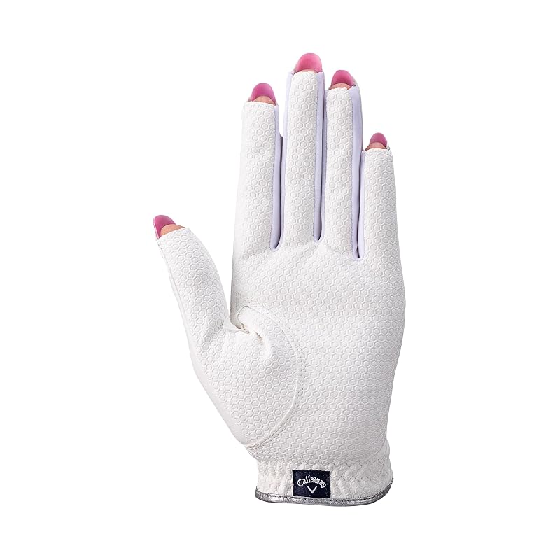 Callaway Nail Dual Women's White Gloves, Size M (18cm-19cm, for both hands), White, Ladies'.