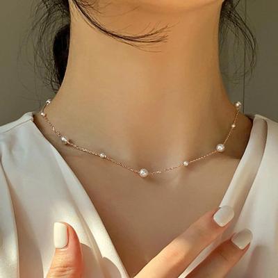 Collier ras du cou en perles pour femme, chaîne de clavicule, ras du cou, gothique, bijoux sur le cou, pendentif