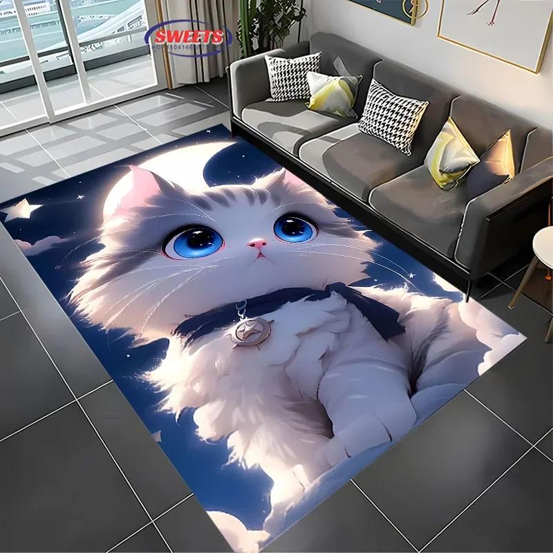 Cat Design Area Rug – Non-Slip Washable Carpet, Durable Floor Mat for Living Room Bedroom Office Decor