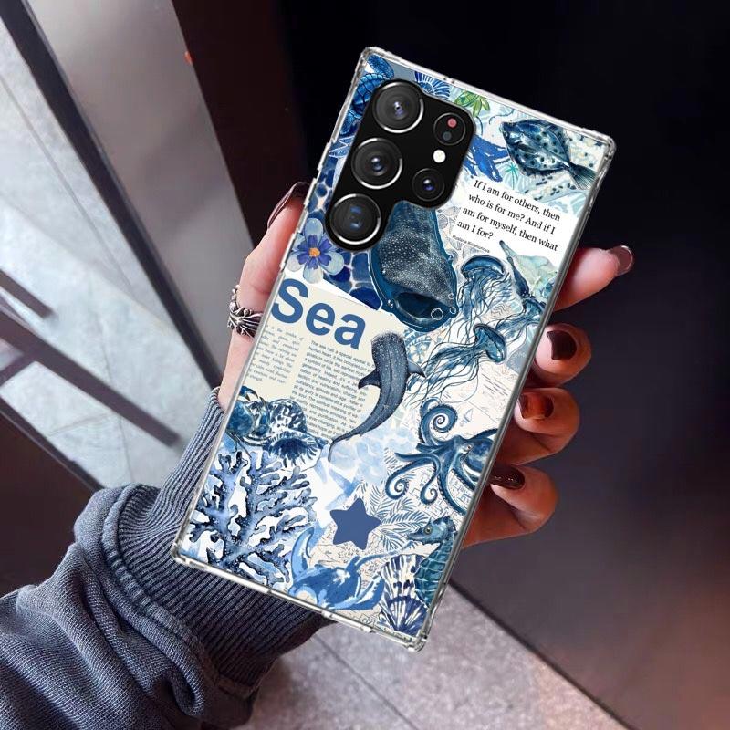 Ocean Starfish Sea Turtle Shark Phone Case For Samsung Galaxy S26 S25 Edge S24 S23 Ultra S22 Plus S21 S20 FE Soft TPU Back Cover