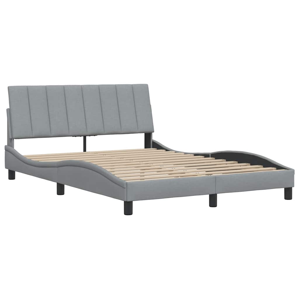Bed Frame without Mattress  Hanko  Light Grey 140 x 200 cm Fabric