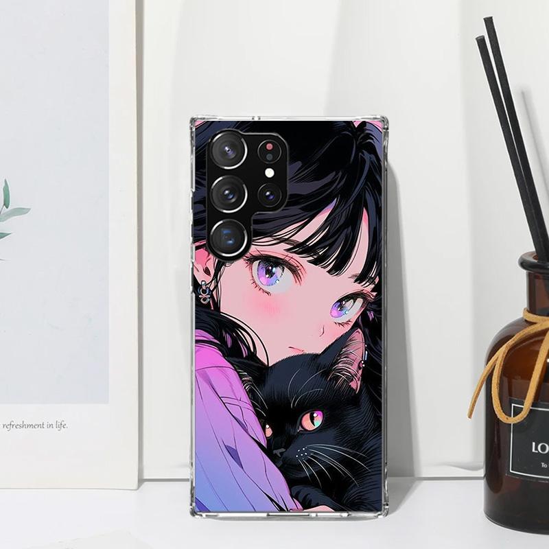 Cute Anime Ins Girls Animal Cat Phone Case For Samsung Galaxy S26 S25 Edge S24 FE S23 S22 Ultra S21 Plus S20 + Art Fundas Back C
