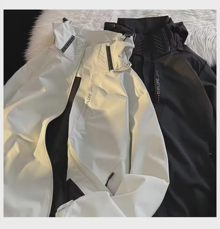 Men's Large Hooded Outdoor Mountain Jacket - Spring/Autumn Zipper Style
