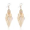 Vintage Hollow Leaves Drop Earrings for Women Bohemian Colorful Long Dangle Earrings 2024 Fashion Zircon Boucle Oreille Femme