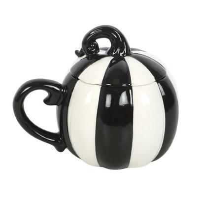 Contrast Striped Mug With Lid