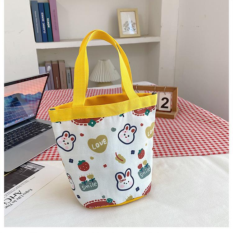 Cartoon Cute Bunny Canvas Bag, New Fashionable Versatile Bucket Bag Literary Girl Handbag