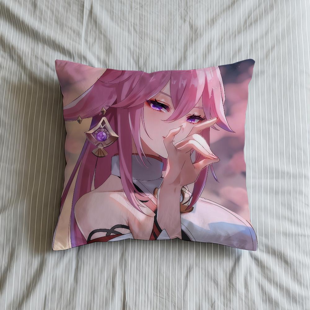 Cushion Cover Soft Yae Case Miko For Sofa Living Room Home Comfortable Genshin Office Impact Decor Protective Pillow Covers