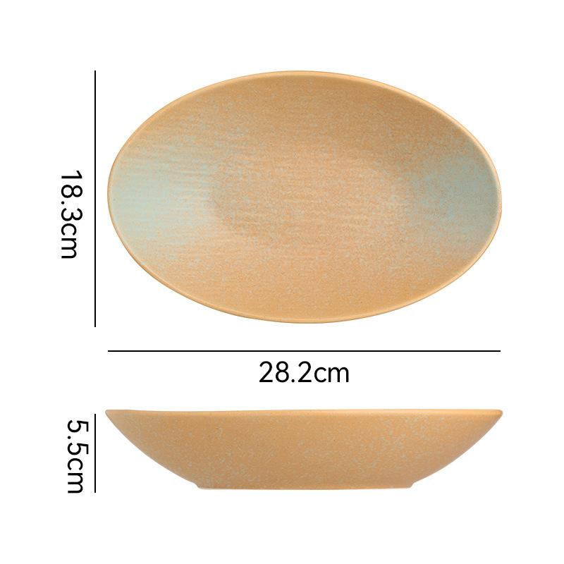 Retro Japanese Ceramic Bowls, Plates, Tableware Sets, Combination, High-Value Restaurant, Household Steak, Plates, Soup Bowls