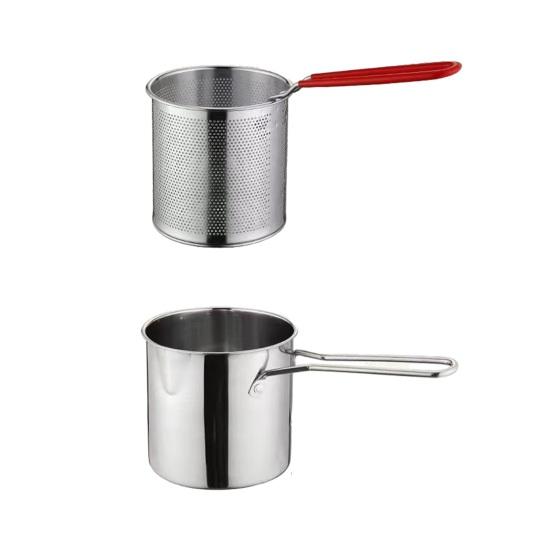 Stainless Steel Frying Pan Small Frying Pan Built-in Filter Basket Versatile