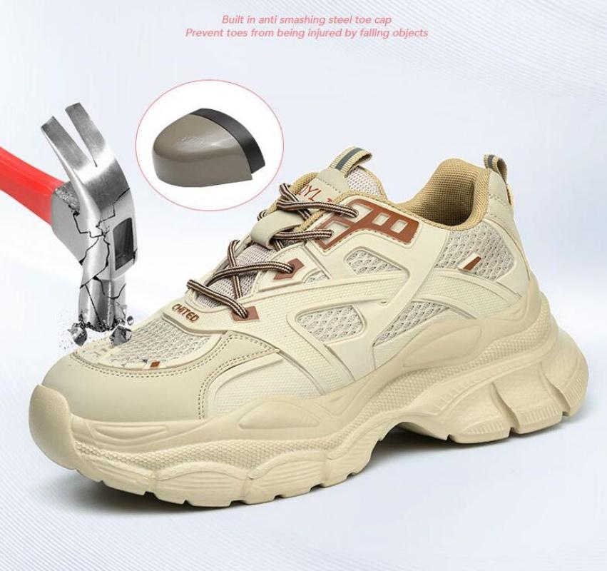 Women'S Lightweight Safety Shoes Steel Toe Safety Protection Anti-Smash Anti-Stabbing Safety Shoes Soft Sole Not Tired Feet