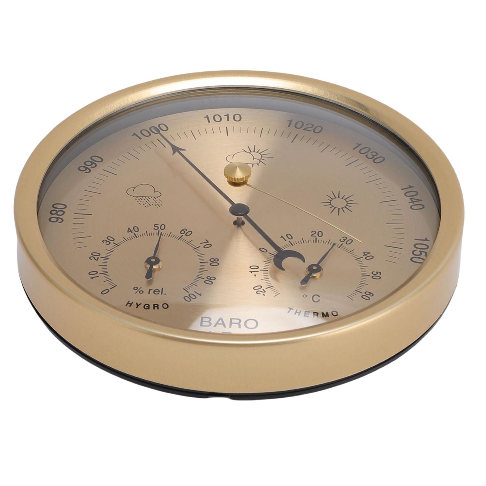 

Барометр 3 в 1, гигрометр, термометр, настенный, золотой циферблат, метеостанция для