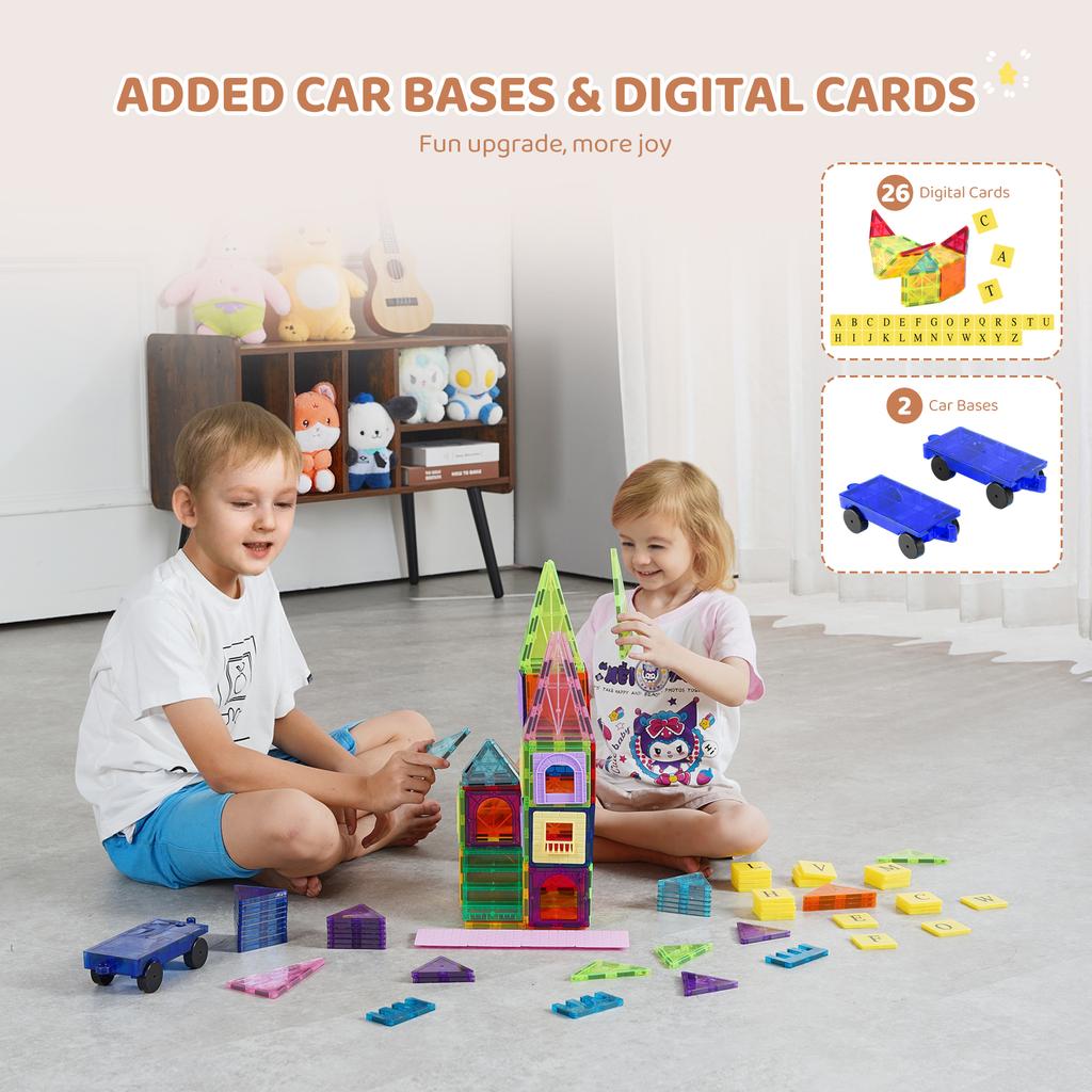 SucceBuy 121PCS Magnetic Building Blocks Set Construction Puzzle Magnetic Sheet Tiles Boys Girls Children Montessori Toys Gifts