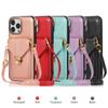 Crossbody Leder Portemonnaie Hülle Kartensteckplatz Halter Metallschnalle für iPhone 15 14Plus 13 12 11 Pro Max XSMAX für Samsung S24 S23 S22 S21 Ultra Plus A14 A54