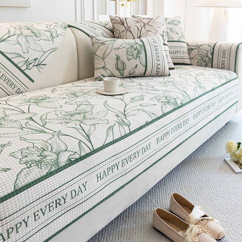 1pc Floral Pattern Sofa Cover Pet-Friendly, Solid Color, 350-400g Fabric, Fits Single, Double, Triple, and Quadruple Seater Sofas, Home Decor