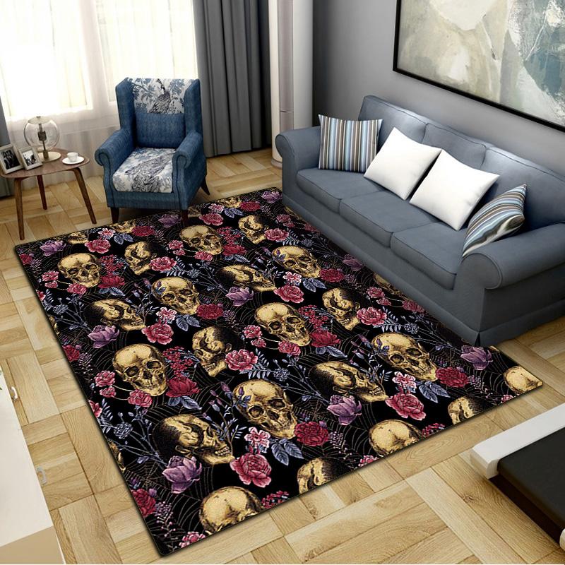 Vintage Skull Pattern Carpet Rug for Living Room Bedroom Home Sofa Decoration,Kids Play Non-slip Floor Mat