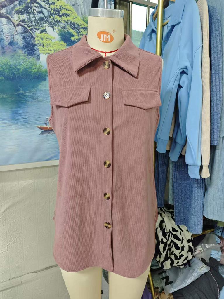 European Style Fall and Winter Solid Color Button Vest Tank Jacket Women