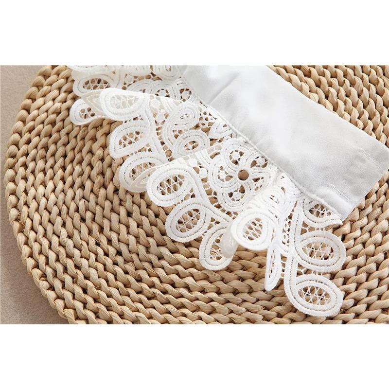 Women Hollow Detachable Sleeve Fake Cuffs Ladies Detachable Shirt Multi Layer Ruffles Solid Color White False Cuffs Wristband