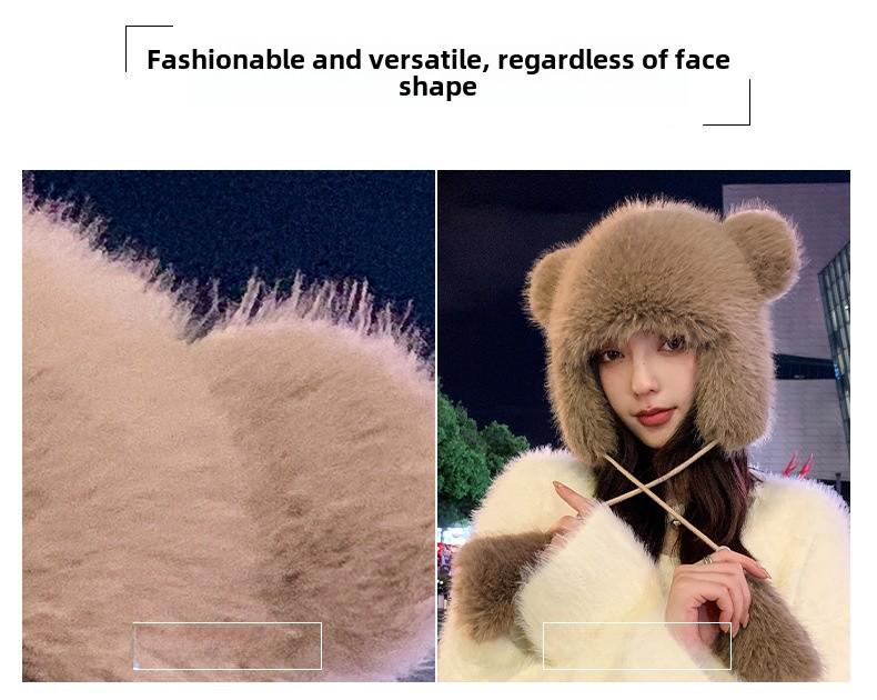 Women's Large Head Lei Feng Hat: Autumn/Winter Ear Protection for Outdoor Cycling