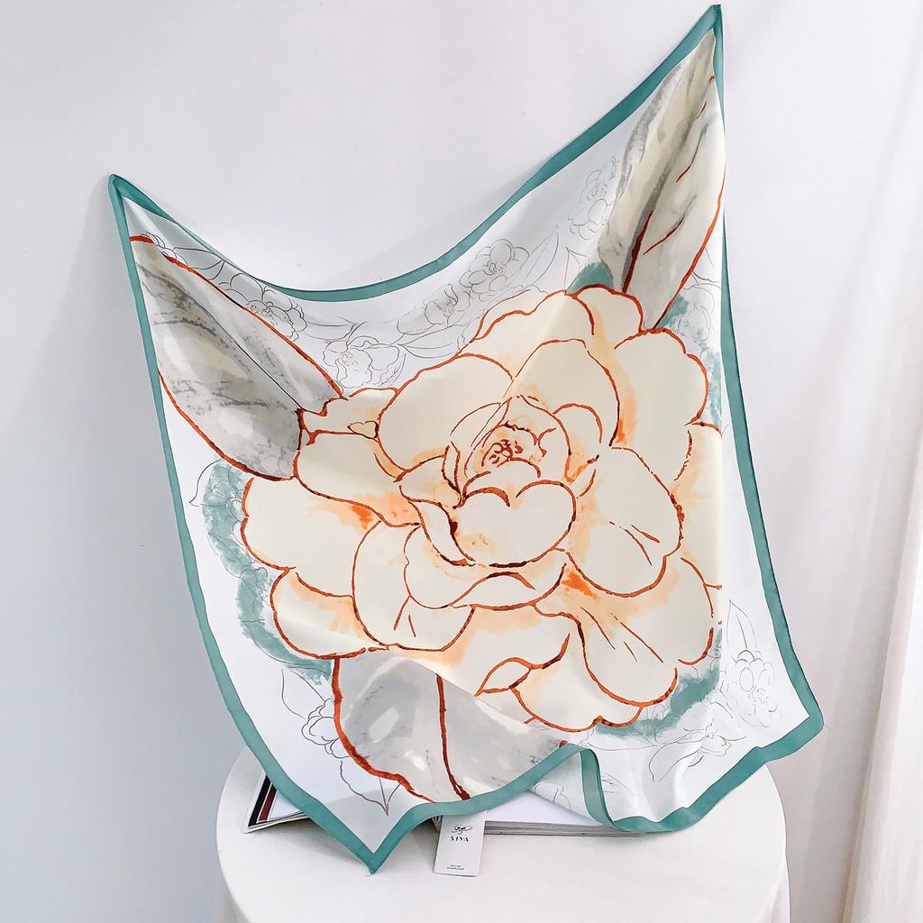 90CM Four Seasons Square Großer quadratischer Schal Luxus dekoratives Hemd Professionelles Kopftuch Haarband Sonnenschutz Kopftuch