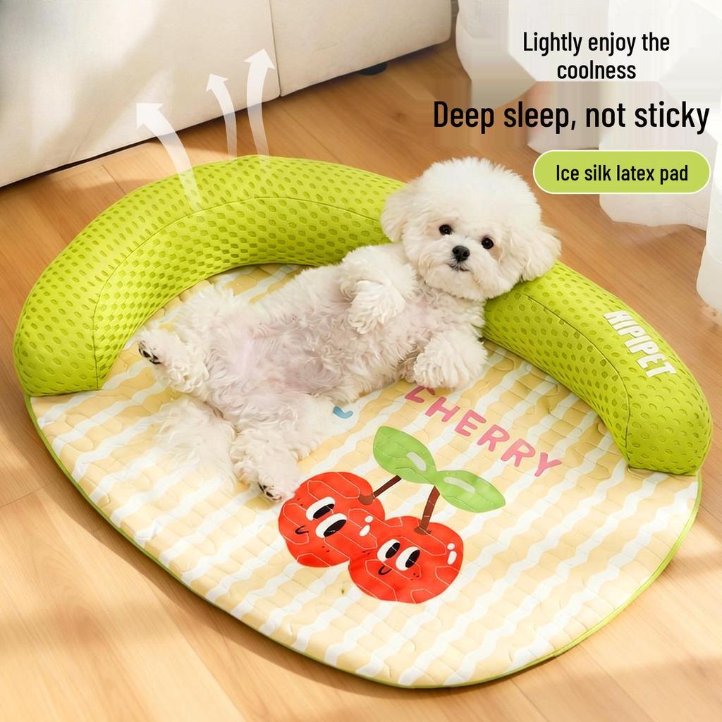 L-shaped Cooling Quilted Dog and Cat Mat with Backrest for All Seasons